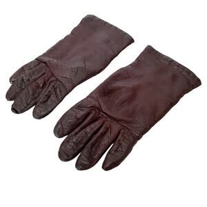 Vintage 80s Lamb Leather Driving Gloves 100% Cashmere Lining Made in Italy M Red